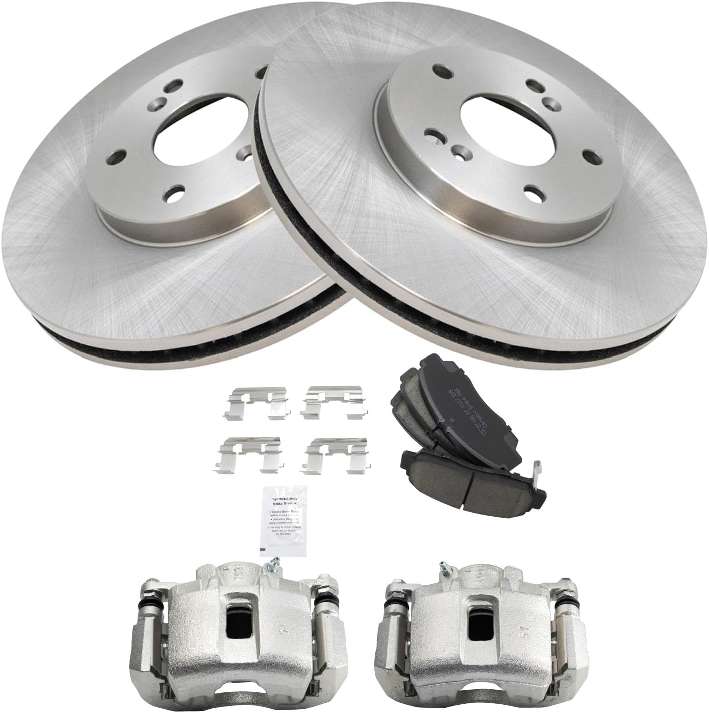 TRQ Front Brake Pad and Rotor Set Ceramic Vented Rotors Calipers Compatible with 2001-2003 Acura CL 1999-2008 TL 2003-2009 Honda Accord