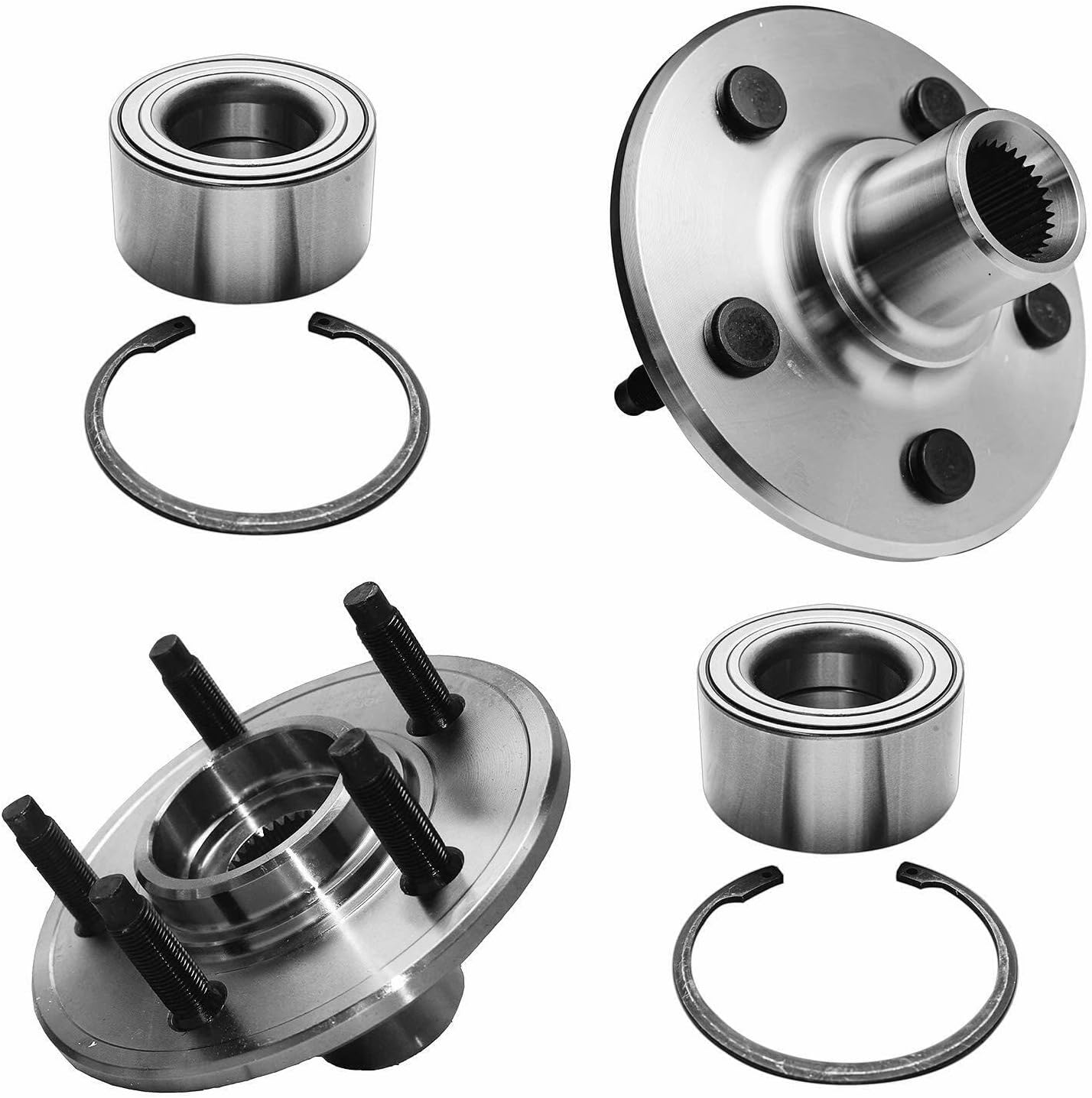 Detroit Axle - Wheel Bearing Hubs Brake Kit for 2002-2005 Ford Explorer Mercury Mountaineer, Drilled Slotted Brake Rotors Brake Pads Wheel Bearing Hubs Wheel Lug Nuts Front Rear 2003 2004 Replacement