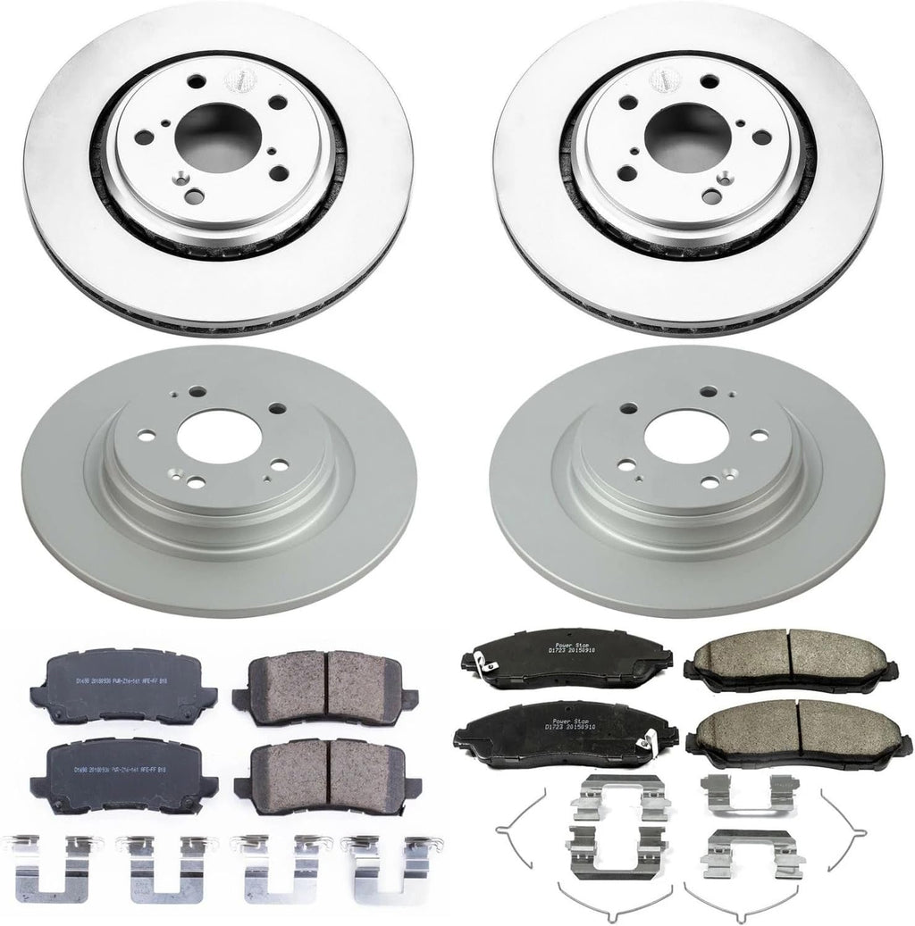 PowerStop Front and Rear Brake Kit for Acura MDX 2017-20 - Fully-Coated Disc Rotors with Z17 Ceramic Brake Pads Replacement, CRK7922