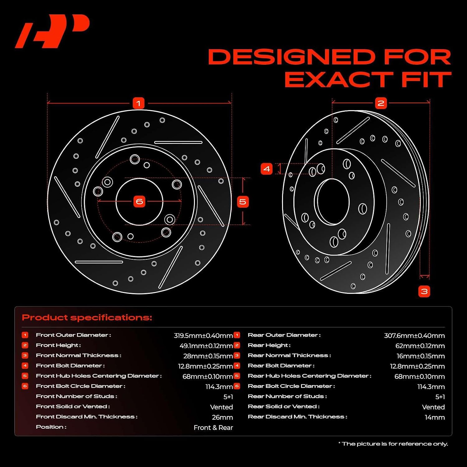 A-Premium Front & Rear Drilled and Slotted Disc Brake Rotors + Ceramic Pads Kit Compatible with Select Nissan and Infiniti Models - 370Z, 350Z, G37, G35, EX35, EX37, G25, M35, M45, Q40, 12-PC Set