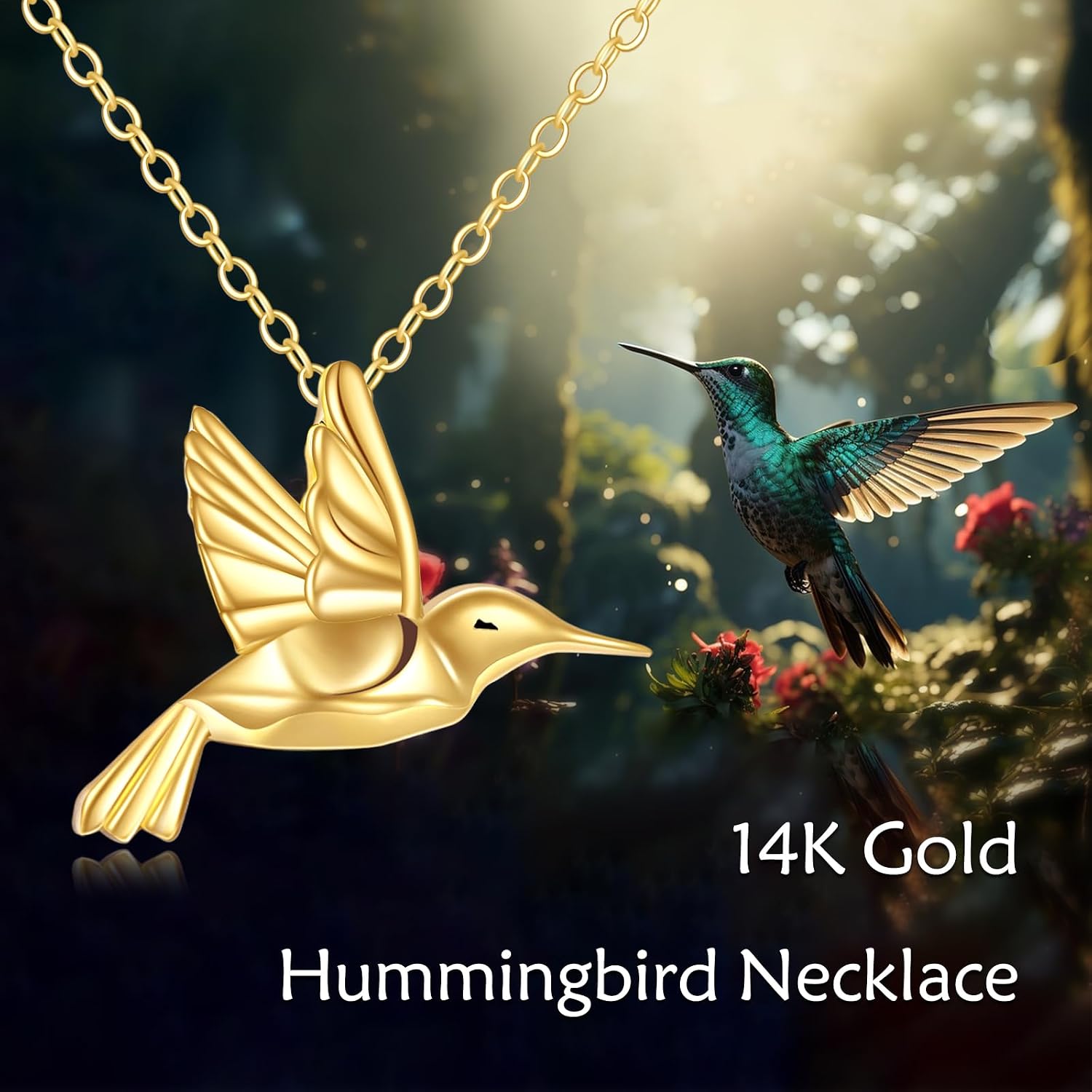 KECHO 14K Gold Red Cardinal/Hummingbird/Ladybug/Dragonfly Necklace Gifts for Women Pendant Memorial Jewelry