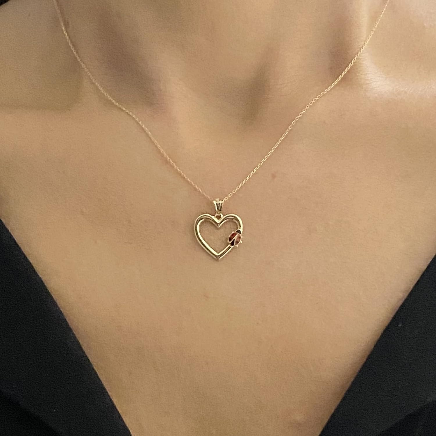 14K Real Solid Gold Heart Necklace for Women, Open Heart Dainty Charm Pendant, Christmas Birthday Gift for her mom girls, Handmade Jewelry