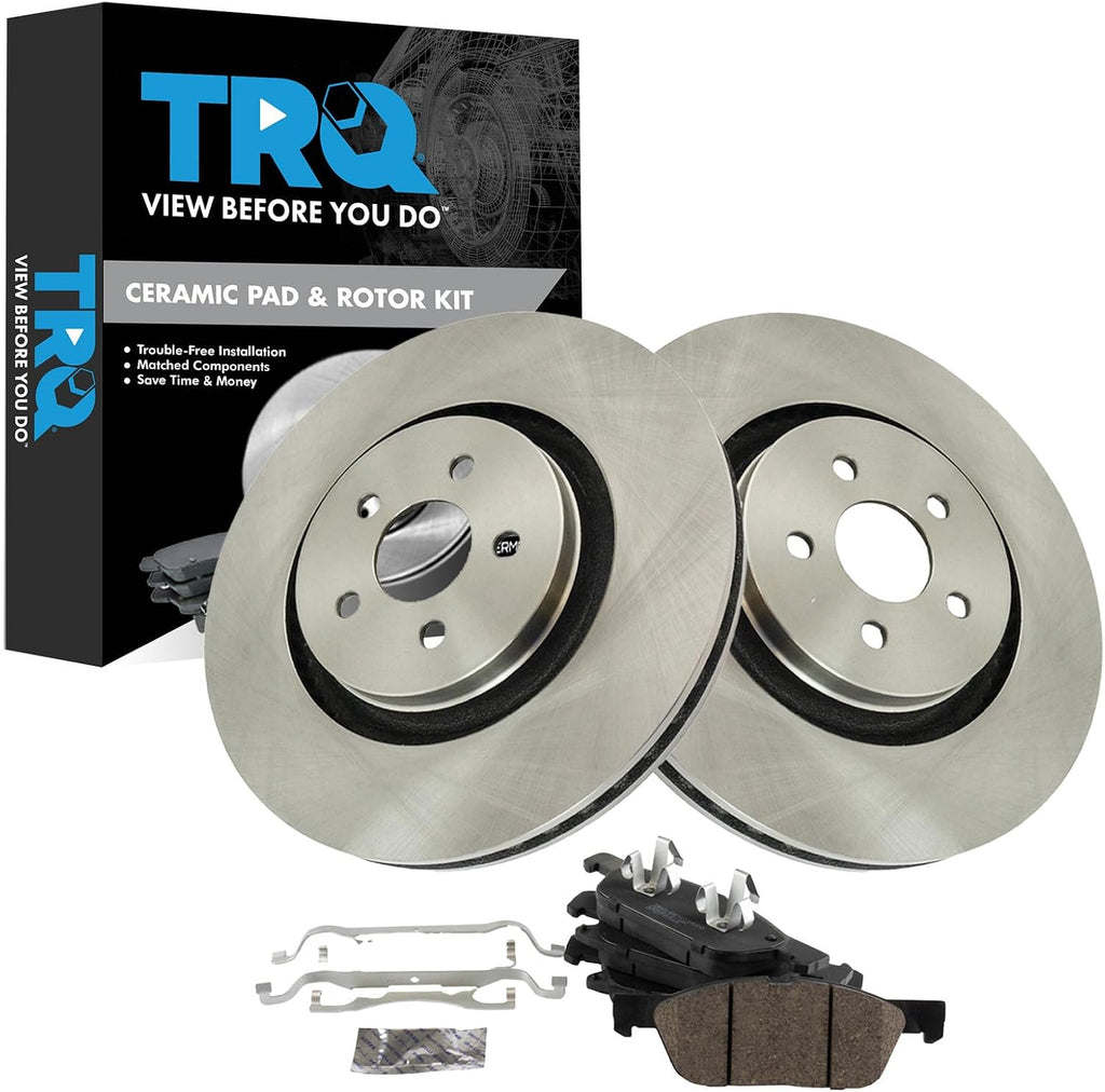 TRQ Front Brake Pad and Rotor Set Ceramic Vented Rotors Compatible with 2015-2018 Ford Edge 2017-2018 Fusion 2017-2020 Lincoln Continental 2016-2018 MKX 2019-2020 Nautilus