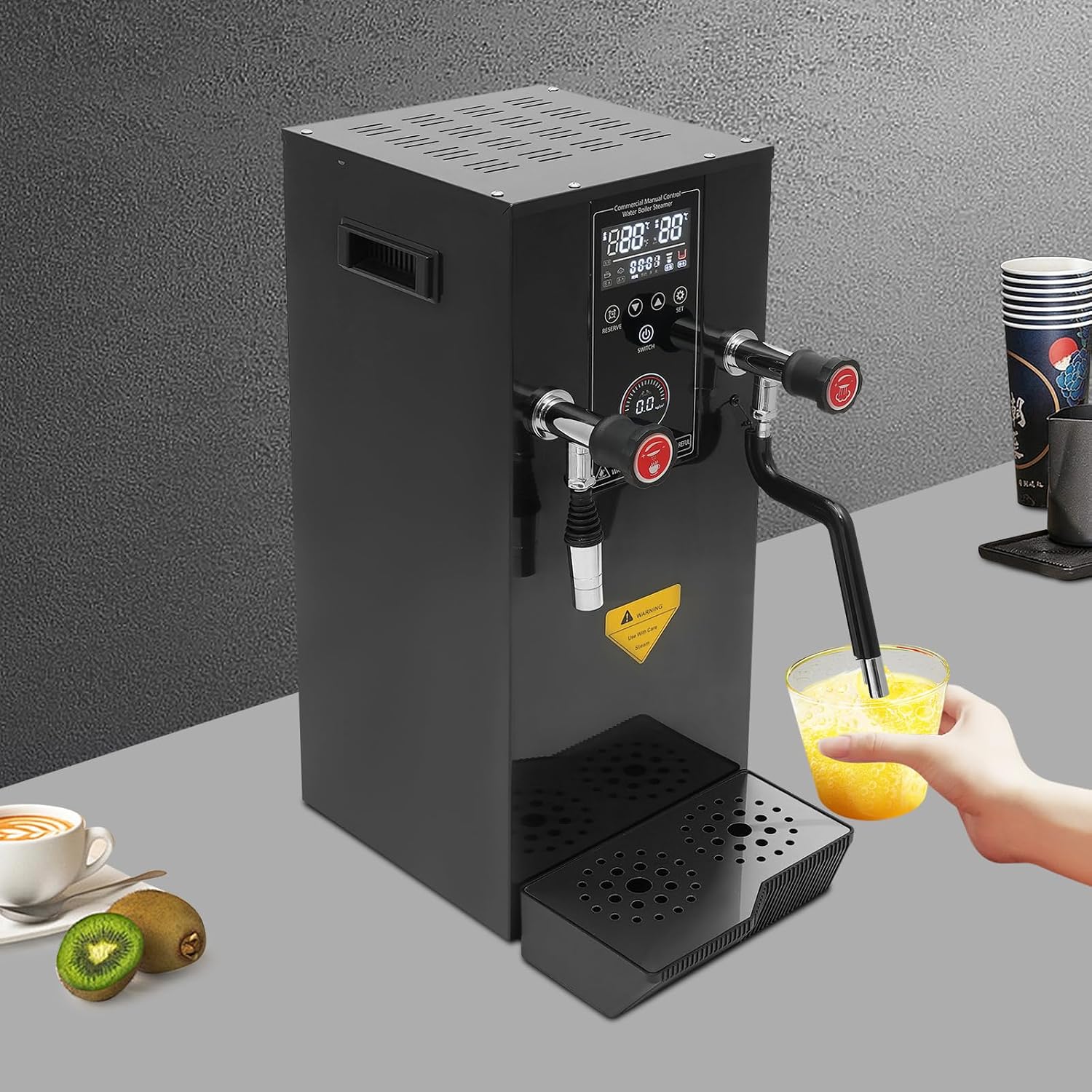 Step-Heating Commercial Hot Water Dispenser Countertop 3000W Fast Ready Water Boiler Machine Automatic 12L Water Boiler for Restaurant, Home, Office(12L,Black)