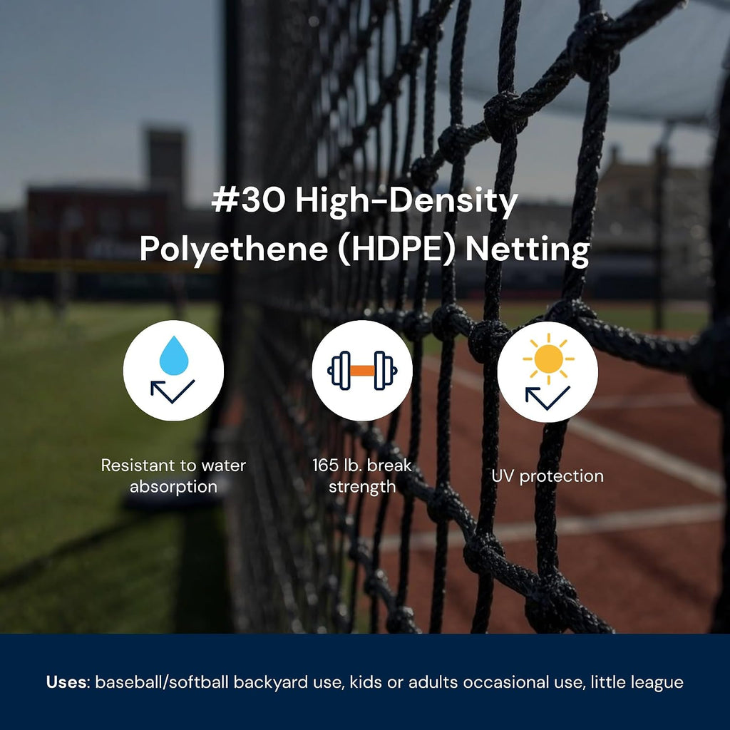 LFS Batting Cage Net – Baseball & Softball Netting for Indoor & Outdoor Training | UV Treated, Weather Resistant, Durable | Net Only – No Frame Included