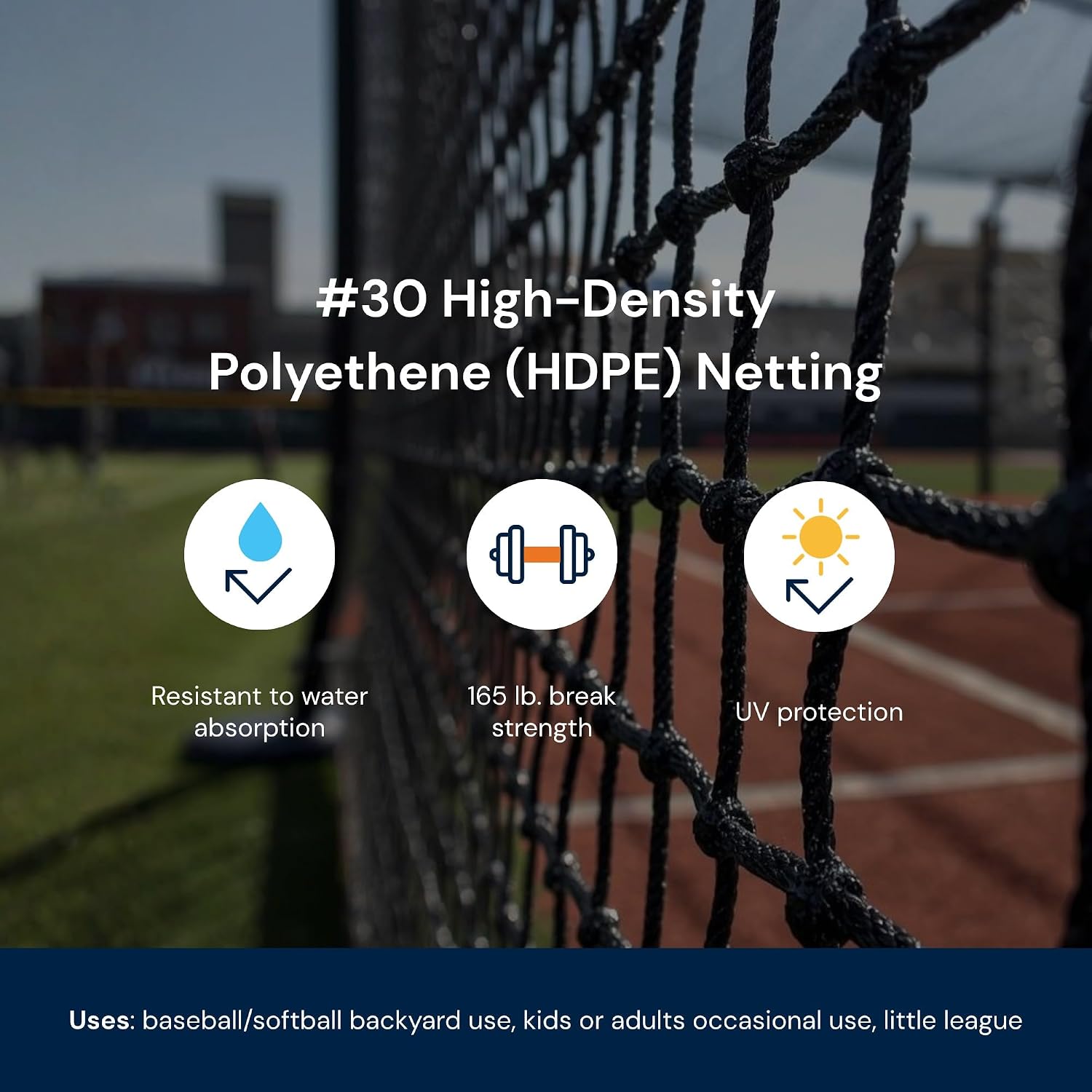 LFS Batting Cage Net – Baseball & Softball Netting for Indoor & Outdoor Training | UV Treated, Weather Resistant, Durable | Net Only – No Frame Included