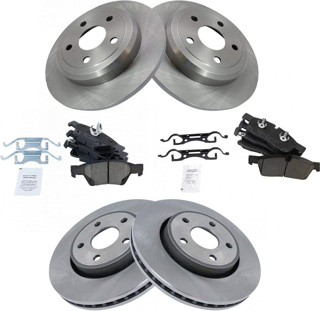 TRQ Front and Rear Brake Pad & Rotor Kit Ceramic Compatible with 2011-2016 Dodge Durango Jeep Grand Cherokee