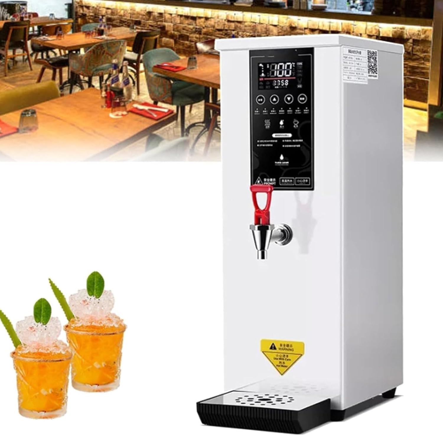Instant Hot Water Dispenser, Automatic Commercial Hot Water Pot with Filter Lcd Display Water Boiler Desktop Electric Hot Water Boiler with Spout for Coffee Home Office White