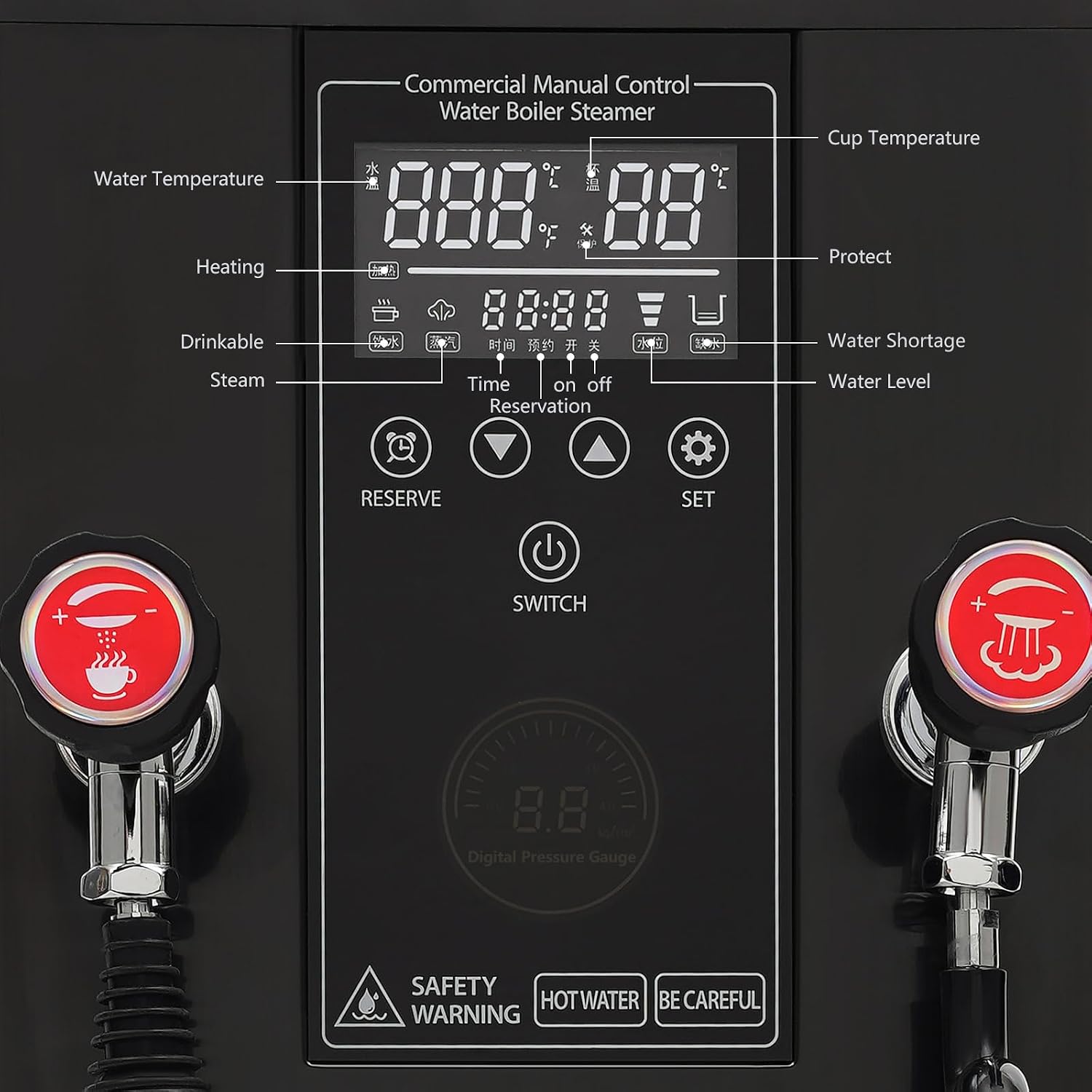 Hot Water Dispenser 3.2Gal Fast Ready Water Boiler Machine Stainless Steel Water Dispenser with Timing Function Commercial Water Dispenser for Boil Water Drinks Tea Milk 3000W
