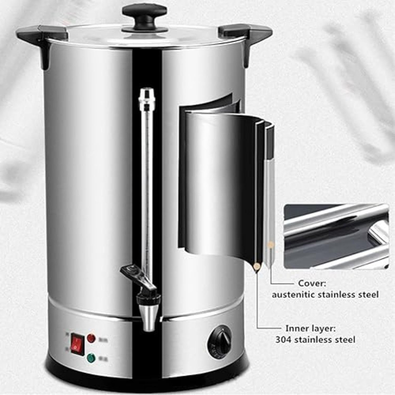 Electric Tea Urn,40L Commercial Stainless Steel Hot Water Urn Cateurn with Tap, Insulated Bucket for Coffee Water Milk,25L