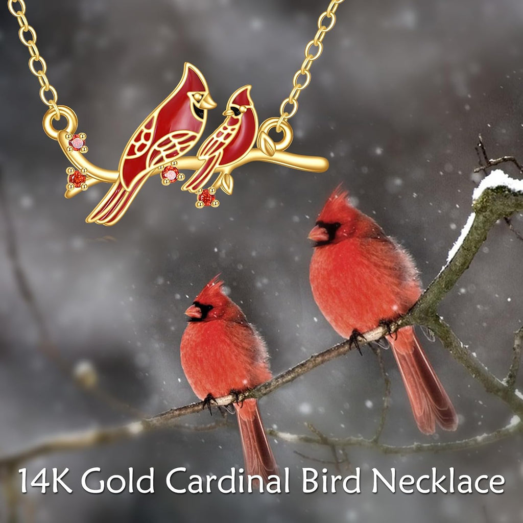 KECHO 14K Gold Red Cardinal/Hummingbird/Ladybug/Dragonfly Necklace Gifts for Women Pendant Memorial Jewelry