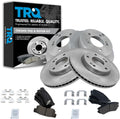 TRQ Front and Rear Brake Pad and Rotor Set Ceramic Vented Solid Rotors Compatible with 2005-2009 Hyundai Tucson 2005-2010 Kia Sportage Front Wheel Drive
