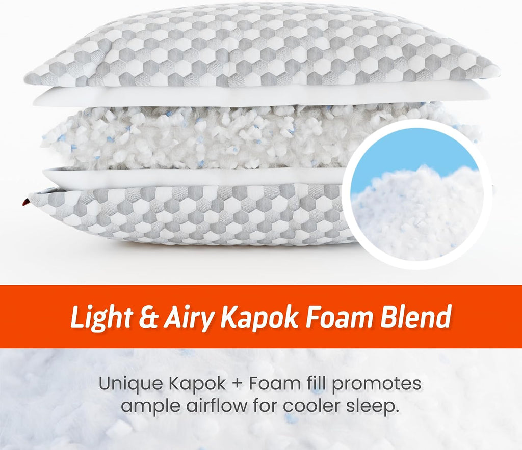 Layla Sleep, Adjustable Fill Kapok Pillow, Luxurious Cooling Pillow, Queen (Single), Supportive for Head, Neck, Fully Adjustable, Natural Material that is Light and Airy. Sleep Better-Kapok Pillows