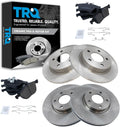 TRQ Front and Rear Brake Pad and Rotor Set Ceramic Vented Solid Rotors Compatible with 2006-2013 Mazda 3