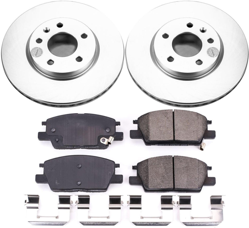 PowerStop Front Brake Kit for Buick LaCrosse 2017-19 |Regal Sportback 2018-20 |Chevrolet Equinox 2018-21 |Malibu 2016-20 - Fully-Coated Disc Rotors with Z17 Ceramic Brake Pads Replacement, CRK7400