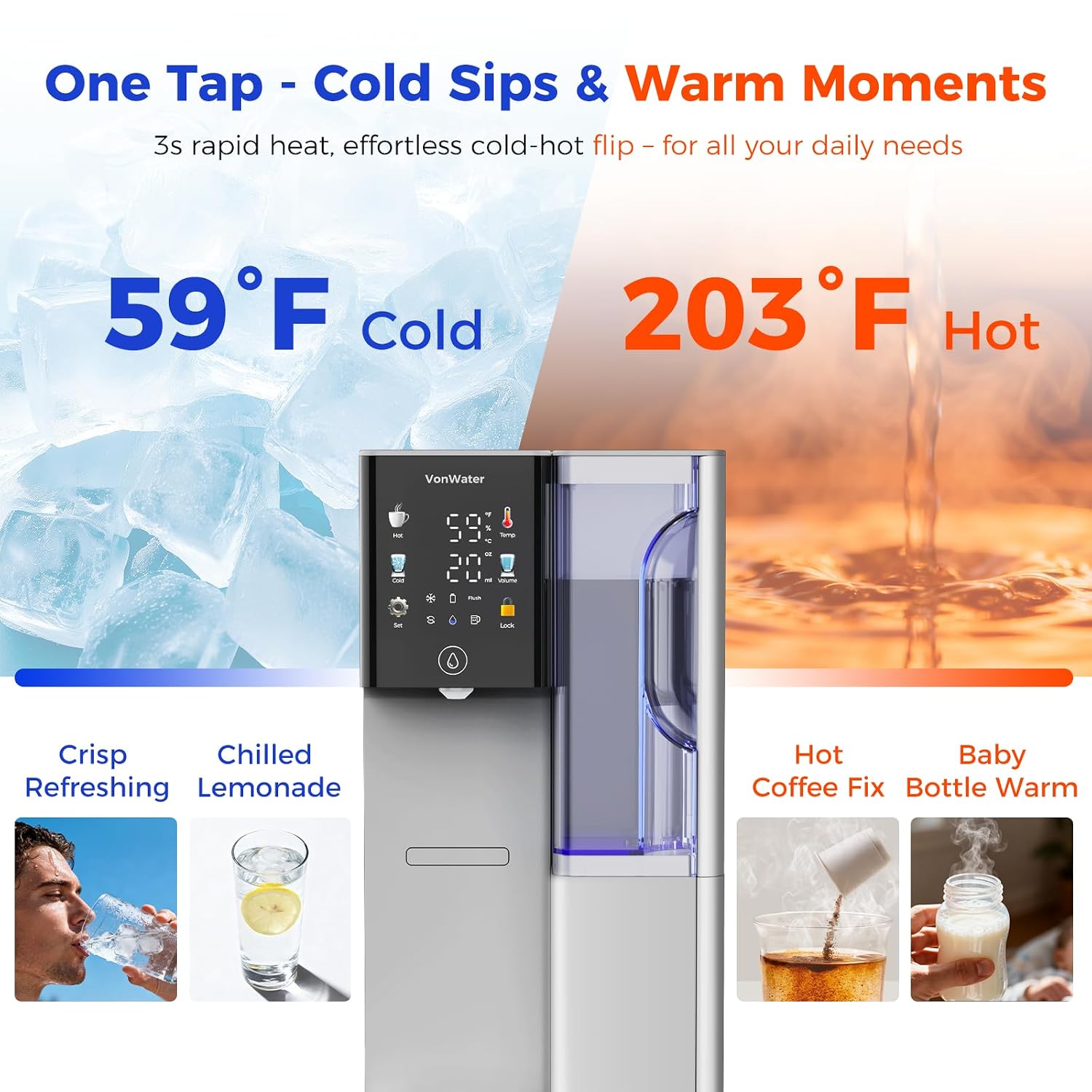 Countertop Reverse Osmosis Water Filter, Hot and Cold RO System with 2 Filters for Up to 4 Years of Life, 3s Instant Hot, 7-Stage RO Filtration, NSF/ANSI372/42/58 - C5 Bundle
