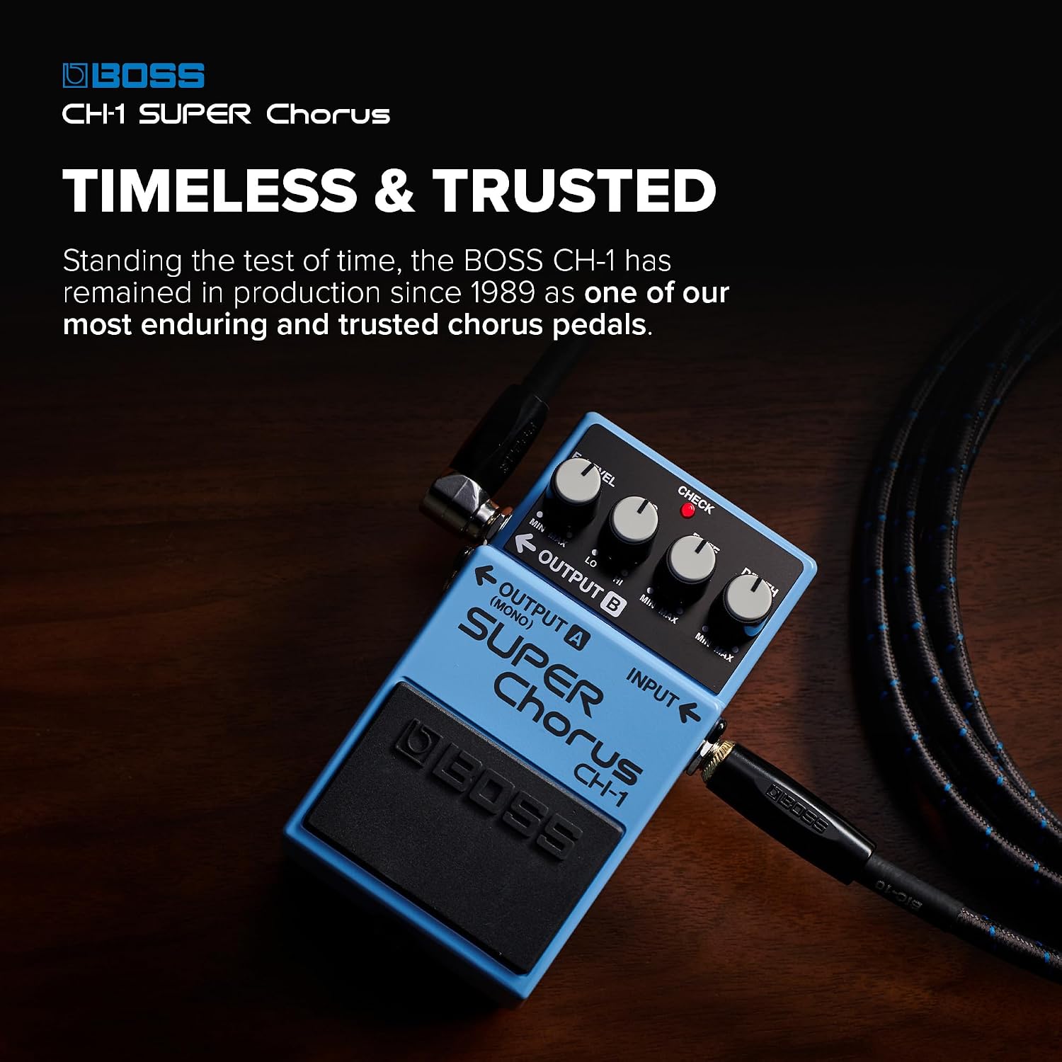 BOSS CH-1 SUPER Chorus | Classic Compact Chorus Effects Pedal | Cystal-Clear Tone for Guitar & Keyboards | Versatile Sound Shaping | Mono & Stereo Connectivity | Easy-to-Use Controls