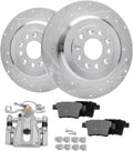 Detroit Axle - Rear Brake Kit for Ford Five Hundred Freestyle Taurus X Mercury Montego Sable, Drilled & Slotted Disc Brake Rotors Ceramic Brake Pads Brake Caliper Replacement
