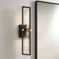 Stiffel Ramos 24' High Modern Art Deco 2 Light Wall Sconce Light Lamp Fixture Mount Bathroom Bedroom Bedside Living Room Hardwired Cordless Matte Black Antique Brass Glass Shade Indoor Kitchen