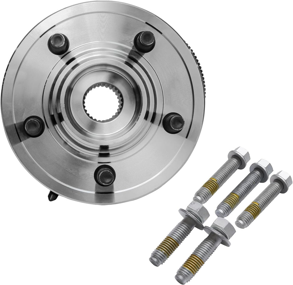 Detroit Axle - Front Brake Kit for 2002-2005 Ford Explorer Mercury Mountaineer Wheel Bearing Hubs Drilled & Slotted Brake Rotors and Ceramic Brakes Pads 2003 2004 Replacement