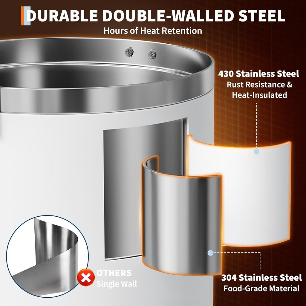 TrailBlaze 12L Double Wall Stainless Steel Commercial Coffee Urn - Electric Percolator Coffee Maker & Hot Water Dispenser, Large Capacity, Fast Brewing, Easy Clean for Buffet, Catering, Weddings