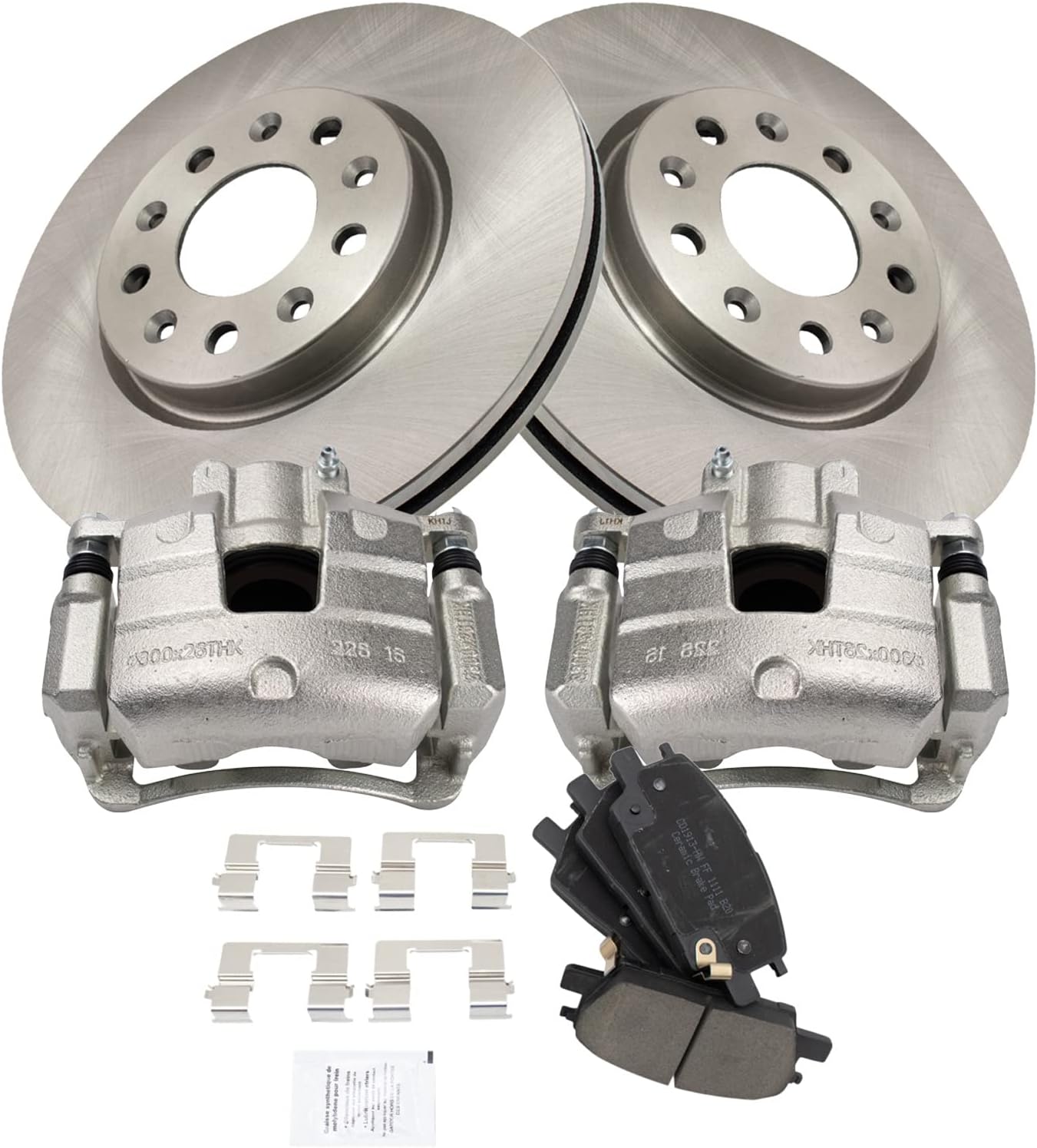 TRQ Front Brake Calipers Ceramic Pads & Rotors Compatible with 16-20 LaCrosse Equinox