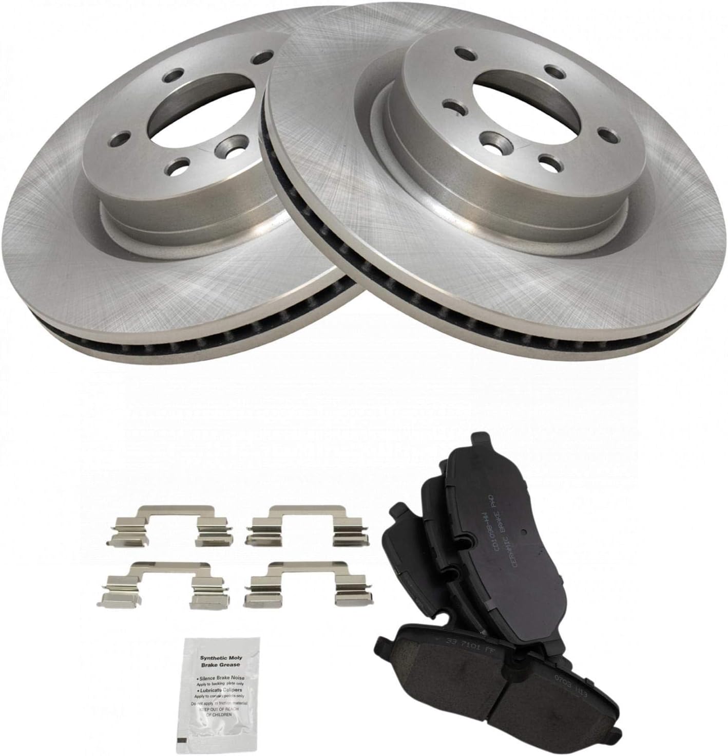 TRQ Front Brake Pad and Rotor Set Ceramic Vented Rotors Compatible with 2005-2009 Land Rover LR3 2006-2009 Range Rover Sport