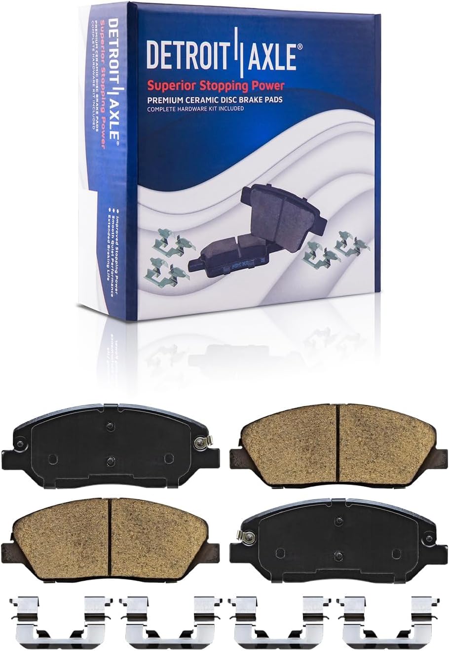 Detroit Axle - 10pc Brake Kit for Hyundai 2017-2018 Santa Fe, 2017-2019 Santa Fe XL Drilled and Slotted Disc Brake Rotors Ceramic Brakes Pads with Hardware : 12.60' inch Front 11.89' inch Rear Rotor