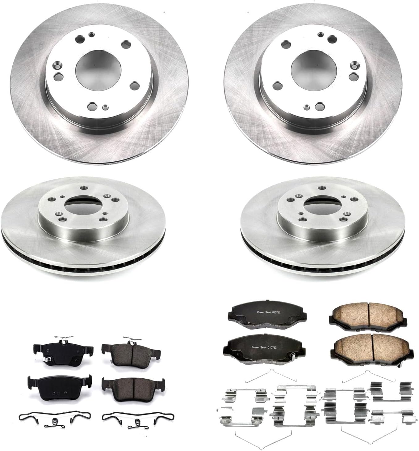 PowerStop Front and Rear Brake Kit for Honda Civic 2016-21 - Z17 Ceramic Brake Pads & Disc Rotors Replacement, KOE7574