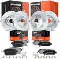 A-Premium Front and Rear Drilled and Slotted Disc Brake Rotors + Ceramic Pads Kit Compatible with Select Nissan Models - Altima 2006, Maxima 2004-2008, 12-PC Set