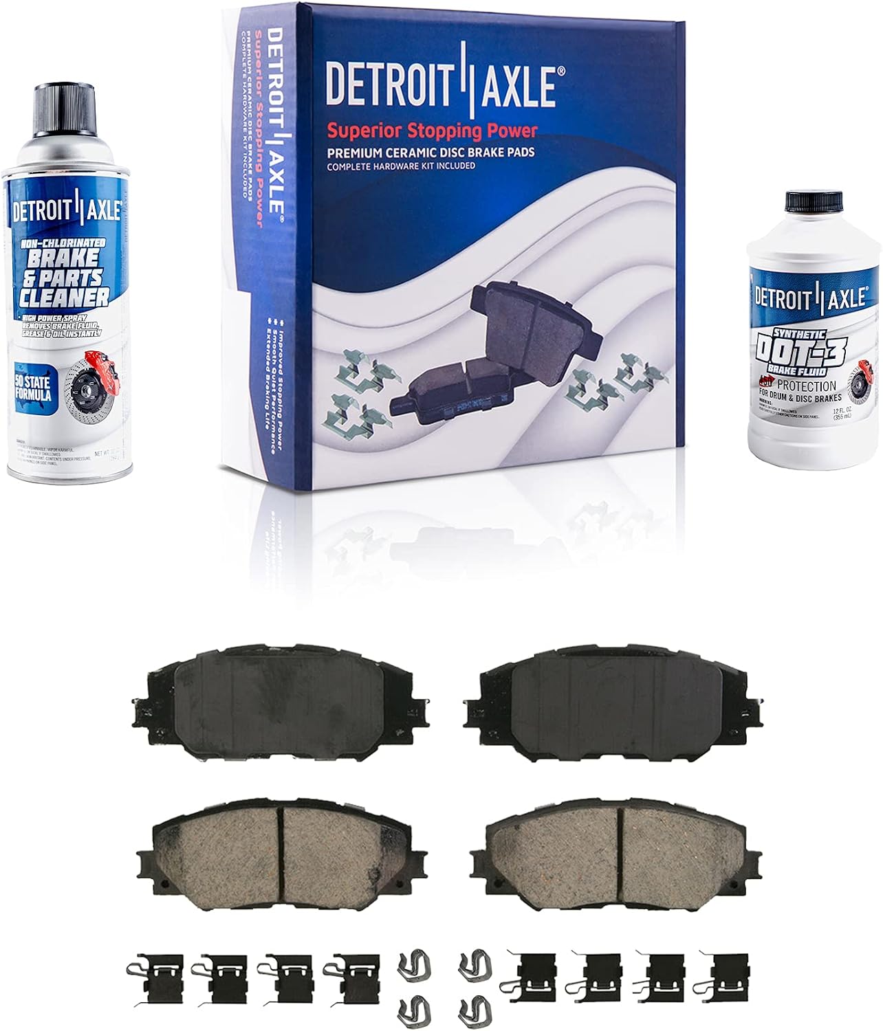Detroit Axle - Front Brake Kit for Toyota Rav4 Prius V Scion xB Lexus HS250h Drilled & Slotted Brake Rotors Ceramic Brakes Pads Brake Calipers Replacement [10.83 inch Rotors]