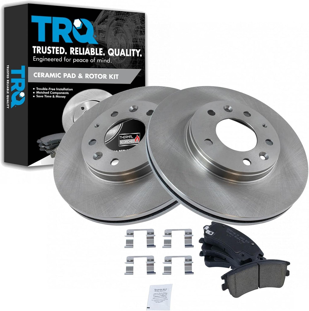TRQ Front Brake Pad and Rotor Set Ceramic Compatible with 2003-2005 Mazda 6