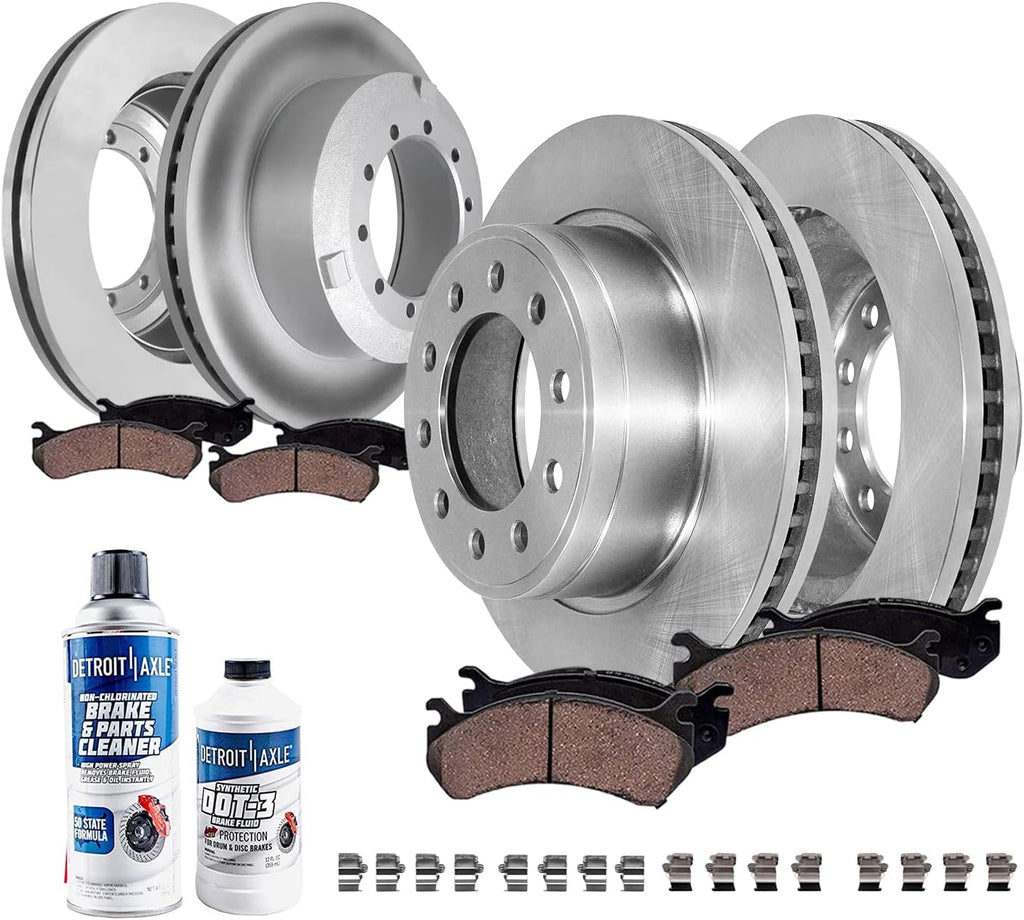 Detroit Axle - Brake Kit for 2017-2021 Ford F-450 F-550 Super Duty, 2018 2019 2020 Disc Brake Rotors Ceramic Brakes Pads Replacement : 15.39' inch Front and 15.75' inch Rear Rotor