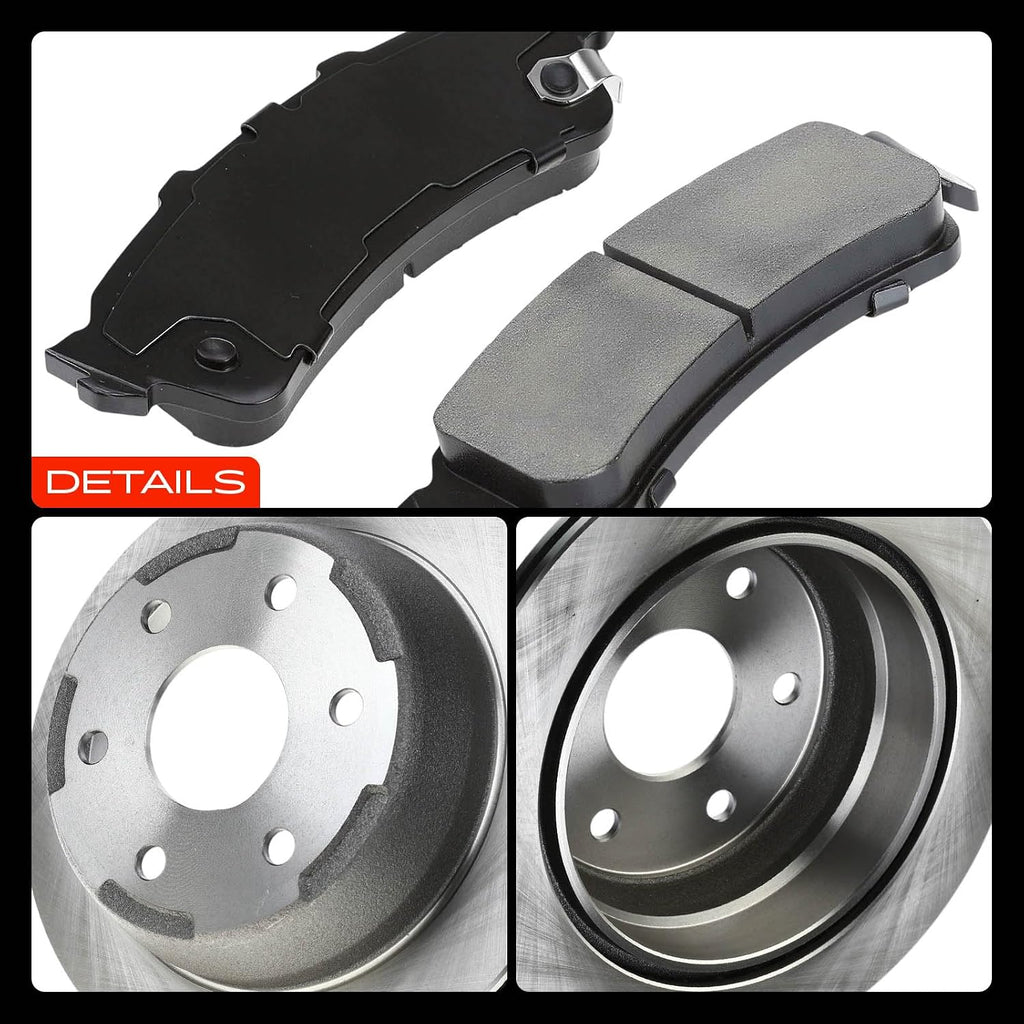 A-Premium 12.80 in (325mm) Rear Vented Disc Brake Rotors + Ceramic Pads kit Compatible with Select Chevy and GMC Models - Silverado 1500/Sierra 1500 99-06, Tahoe/Yukon 00-01, Astro/Safari 03-05, 6-PC