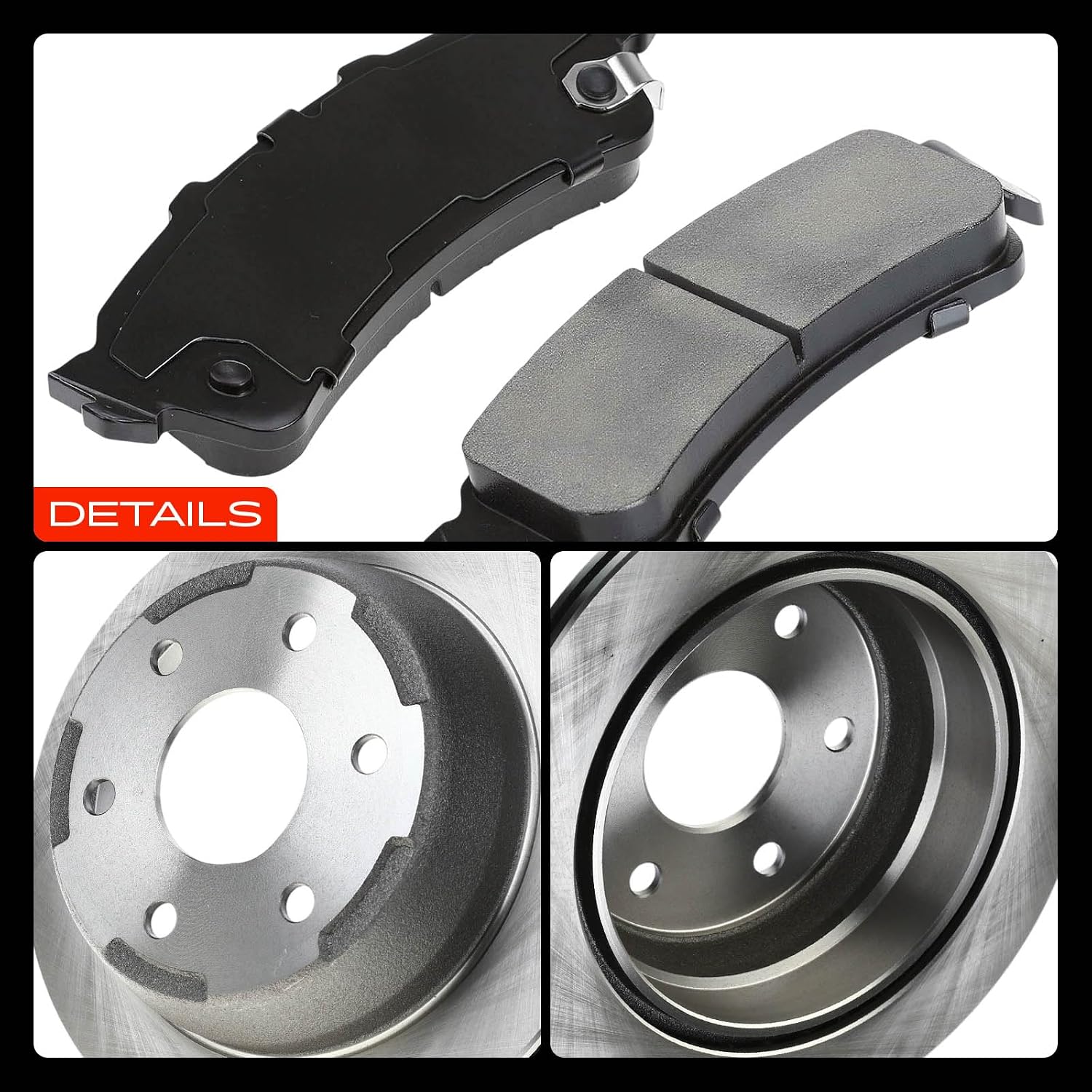 A-Premium 12.80 in (325mm) Rear Vented Disc Brake Rotors + Ceramic Pads kit Compatible with Select Chevy and GMC Models - Silverado 1500/Sierra 1500 99-06, Tahoe/Yukon 00-01, Astro/Safari 03-05, 6-PC