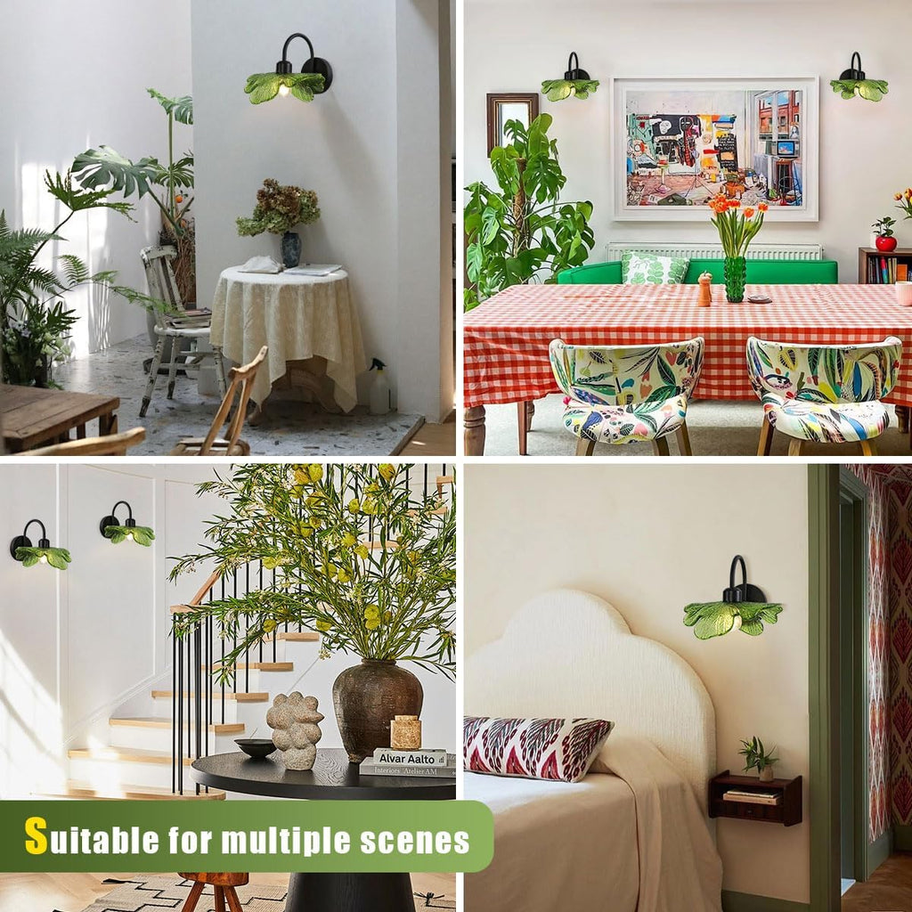 Matte Black Vanity Lighting Fixture Bathroom Wall Sconce Set of 2 Vintage Wall Sconce Lights Wall Lamp with Green Glass Shade Bathroom Vanity Light Over Mirror for Bedroom Hallway Living Room