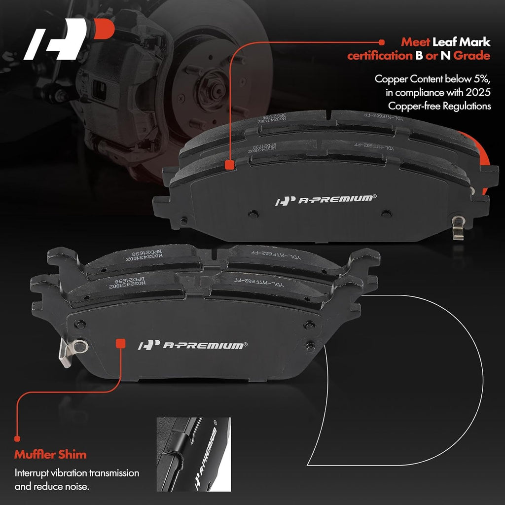 A-Premium Front and Rear Drilled and Slotted Disc Brake Rotors + Ceramic Pads Kit Compatible with Select Ram Models - 1500 2019 2020 2021 2022, 12-PC Set