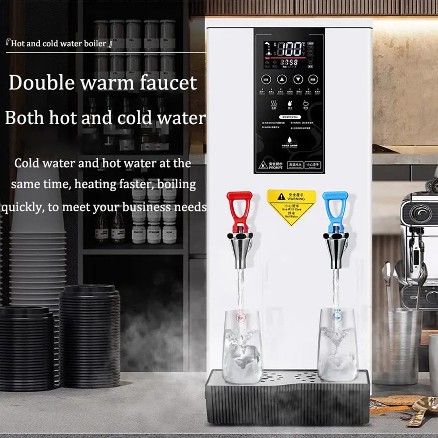 45l Commercial Hot Water Dispenser, with LCD Display, Stainless Steel Material, Automatic Water Supply, Step-Heating, Adjustable Time and Temperature,White-220V