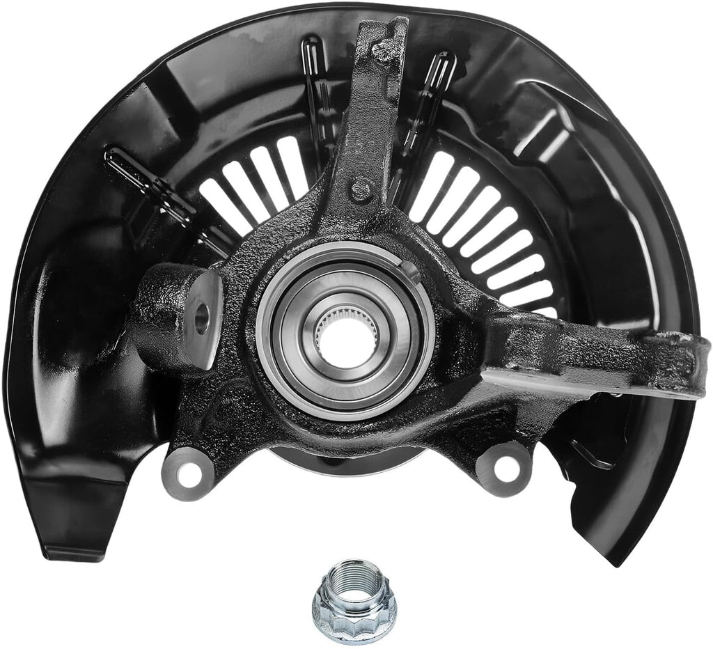 Detroit Axle - Front Brake Kit for Lexus RX350 RX450h Toyota Highlander, Steering Knuckles & Wheel Bearing Hubs Drilled & Slotted Brake Rotors Ceramic Brake Pads Disc Brake Calipers Replacement