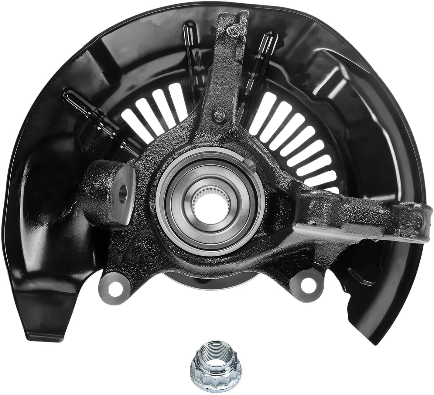 Detroit Axle - Front Brake Kit for Lexus RX350 RX450h Toyota Highlander, Steering Knuckles & Wheel Bearing Hubs Drilled & Slotted Brake Rotors Ceramic Brake Pads Disc Brake Calipers Replacement