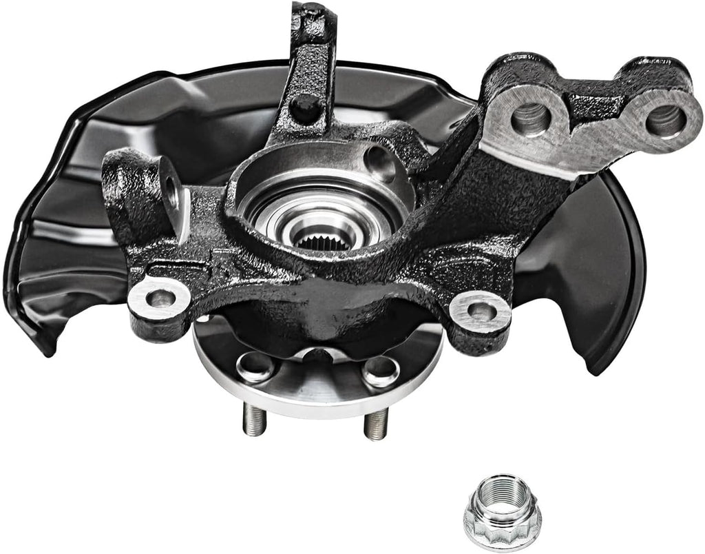 Detroit Axle - Front Brake Kit for 2009-2013 Toyota Corolla Matrix, Steering Knuckles & Wheel Bearing Hubs Drilled and Slotted Brake Rotors Ceramic Brake Pads Disc Brake Calipers Replacement