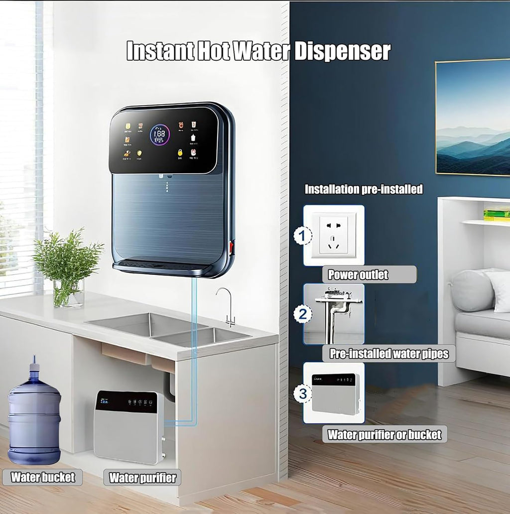 Instant Hot Water Dispenser for Quick Boiling & Dispense, Precise Temperature Control, 5 Temperatures & 5 Water Volume, with Touchscreen & Child Lock for Home(White)