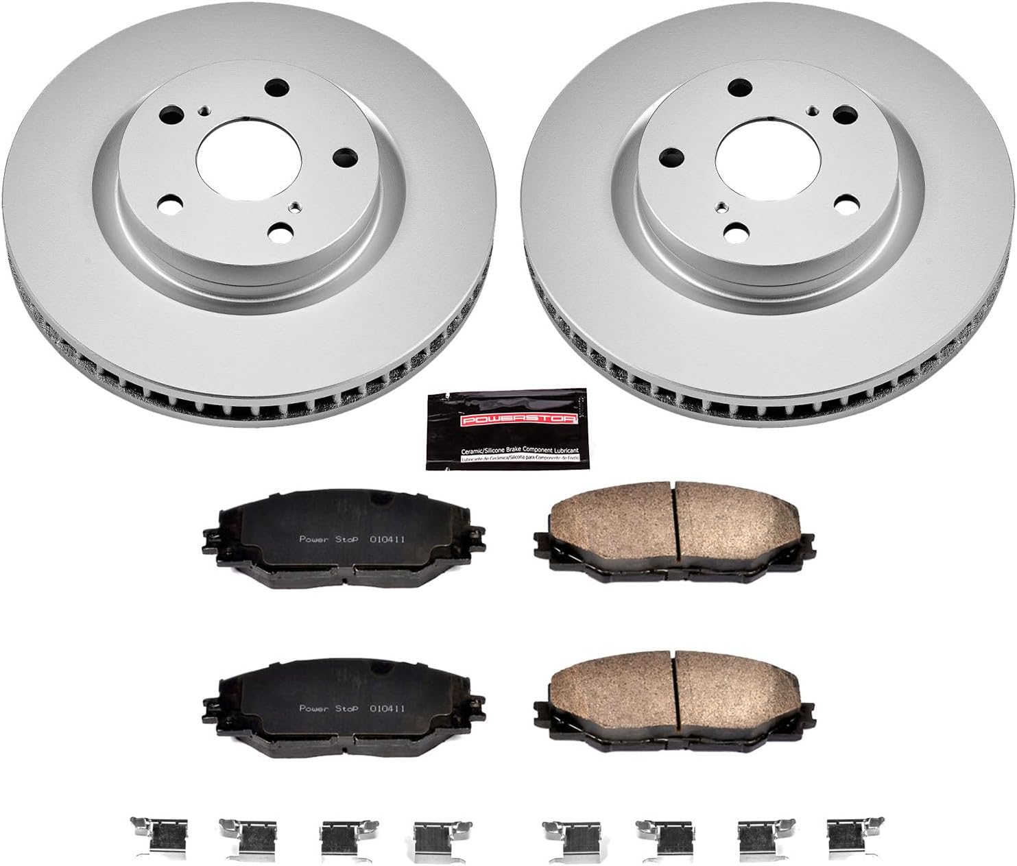 PowerStop Front Brake Kit for Pontiac Vibe 2009-10 |Scion iM 2016 |tC 2011-16 |Toyota Corolla iM 2017-18 |Matrix 2009-13 - Fully-Coated Disc Rotors with Z17 Ceramic Brake Pads Replacement, CRK3054