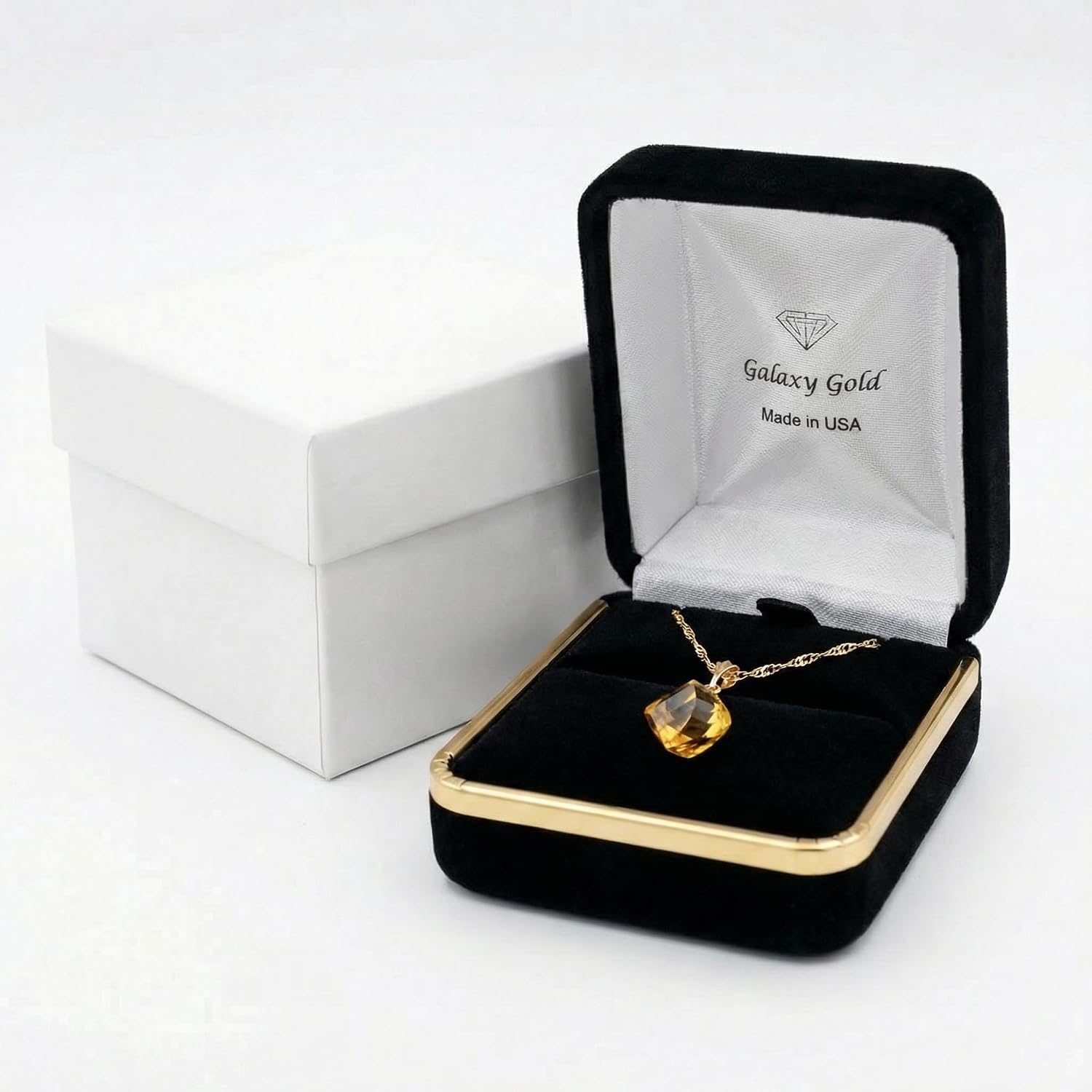 Galaxy Gold GG 14K Solid Yellow Gold Natural Citrine Twisted Briolette Pendant Necklace for Women, 11.75 Carat, November Birthstone, Symbol of Joy & Abundance