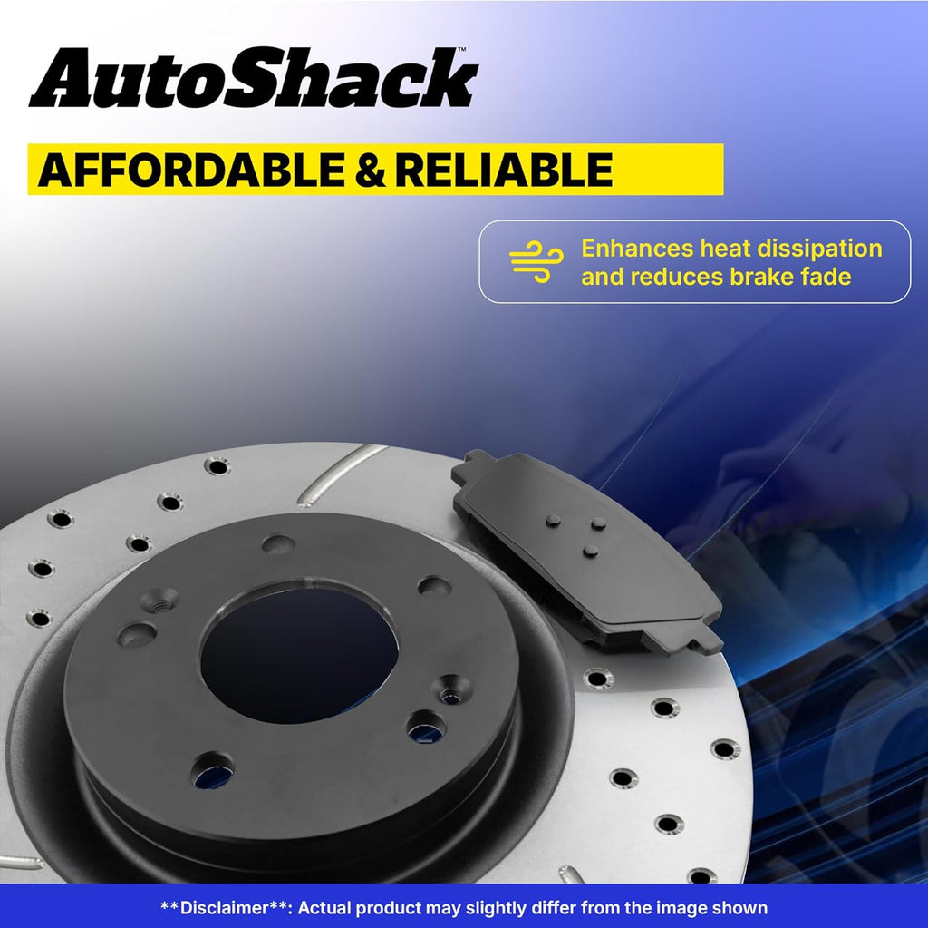 AutoShack Front Brake Rotors & Ceramic Pads for Chevrolet, Silverado 1500 2005-2018, 4WD RWD V6 4.3L V8 4.8L 5.3L 6.0L 6.2L - E-Coated Drilled & Slotted - ShadowGuard - 12.99' (329.9 mm), 6-Lug