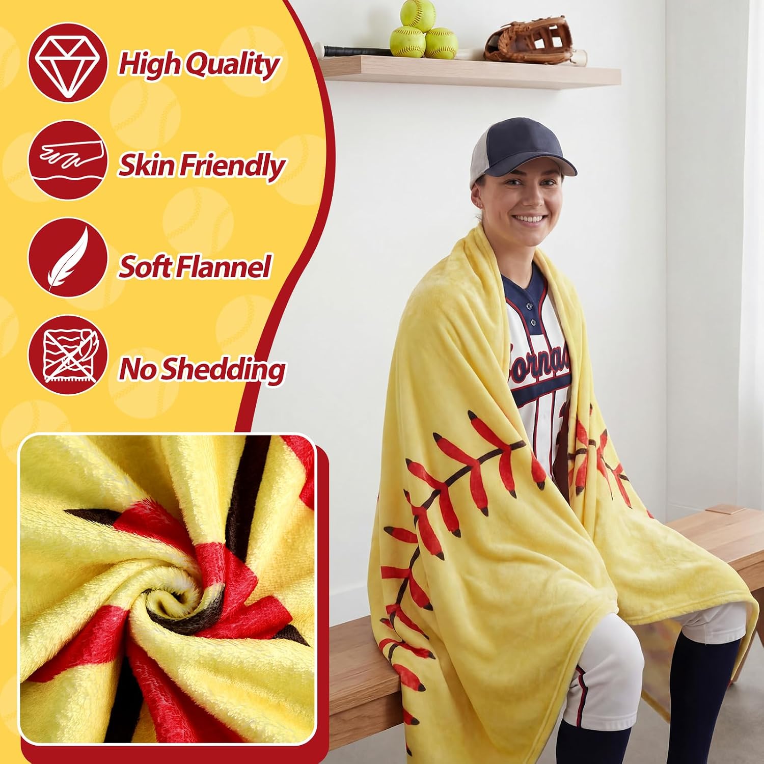 Eurzom 12 Pcs Softball Throw Blankets Bulk for Teens Adults 60' Round Soft Flannel Sport Ball Blanket Team Gift for Softball Lovers Coaches Players Senior Night Birthday Party Supplies