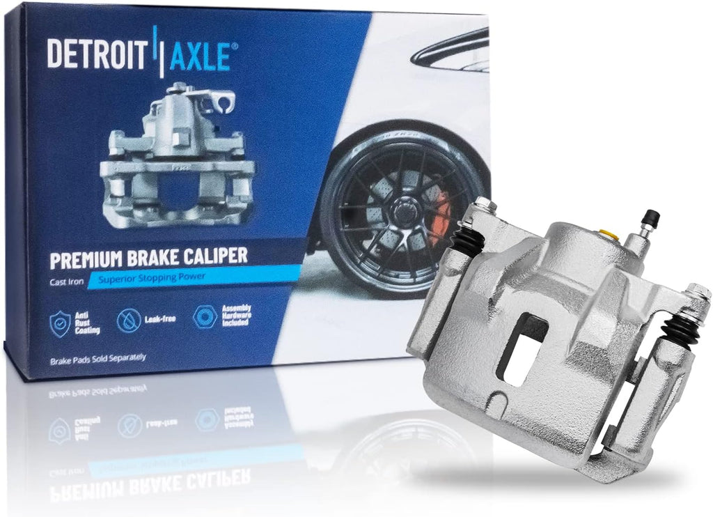 Detroit Axle - Front Brake Kit for 03-08 Toyota Matrix Corolla Pontiac Vibe, Drilled & Slotted Disc Brake Rotors Ceramic Brake Pads Brake Caliper 2003 2004 2005 2006 2007 2008 Replacement