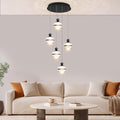 5-Light Black Chandelier, Modern Chandeliers for High Ceilings Globe LED Hanging Light Chandelier for Staircase Foyer Living Room Entryway Dining Room 3000K