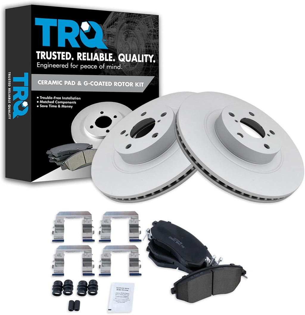 TRQ Front Brake Pad & Rotor Set Ceramic Coated Compatible with 2011-2018 Subaru Forester 2011-2014 Impreza 2013-2014 Legacy Outback 2013-2017 XV Crosstrek 2013-2016 Scion FR-S 2013-2019 BRZ Toyota 86