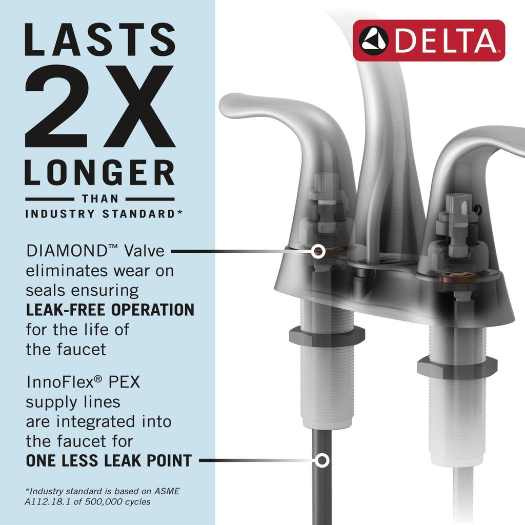 Delta Faucet Stryke Centerset Bathroom Faucet, Gold Centerset Bathroom Faucet, Delta Bathroom Sink Faucet, Metal Drain Assembly, Lumicoat Champagne Bronze 25775-CZ-PR-MPU-DST